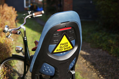 Pass Slow and Wide child bike seat and cargo bike reflective sticker