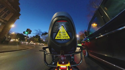 Pass Slow and Wide child bike seat and cargo bike reflective sticker